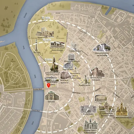 Friends Loft With Terrace & River View Old Town Apartmán Bělehrad